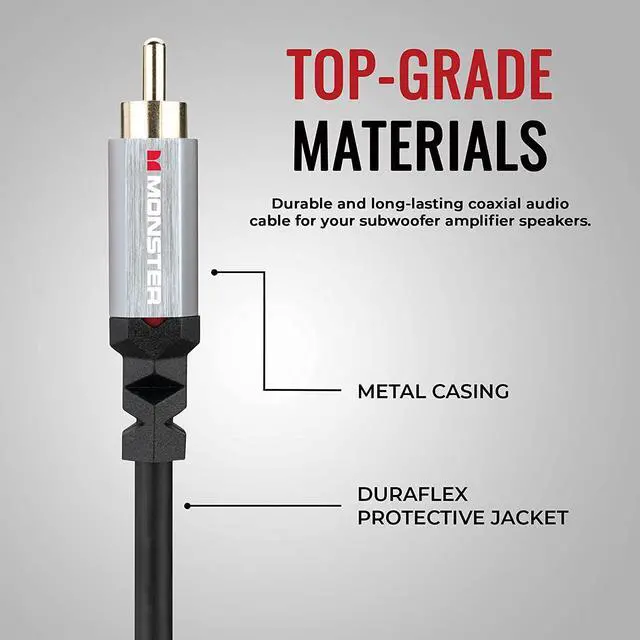Alt view image 4 of 7 - for Essentials Subwoofer Cable - Optimized RCA Cable for Reduced Sound Interference and Enhanced Sound Quality - 13 Feet Coaxial Audio Cable