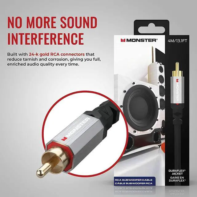 Alt view image 5 of 7 - for Essentials Subwoofer Cable - Optimized RCA Cable for Reduced Sound Interference and Enhanced Sound Quality - 13 Feet Coaxial Audio Cable