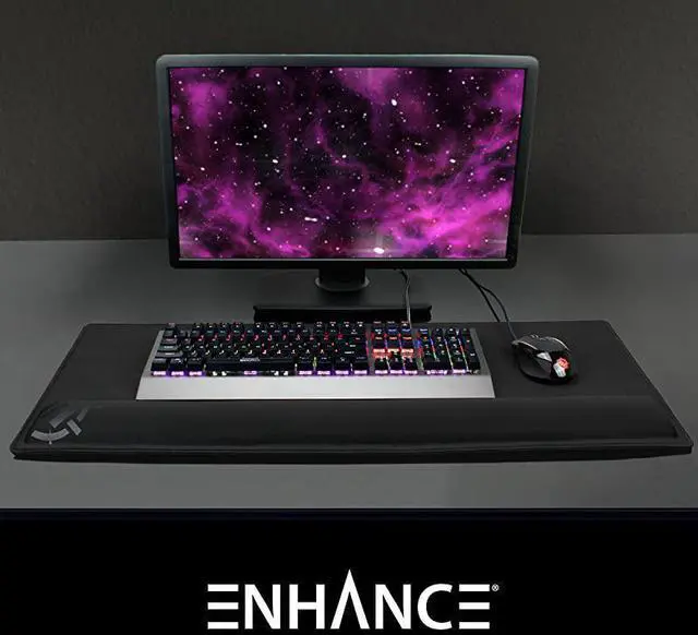 Alt view image 3 of 7 - for Large Gaming Mouse Pad with Wrist Support Memory Foam Wrist Rest XXL Extended Mousepad 315 x 1378 in with AntiFray Stitched Edges Smooth Fabric Mat Ergonomic Mousepad Black