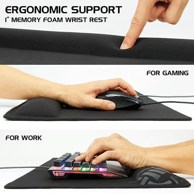 Alt view image 4 of 7 - for Large Gaming Mouse Pad with Wrist Support Memory Foam Wrist Rest XXL Extended Mousepad 315 x 1378 in with AntiFray Stitched Edges Smooth Fabric Mat Ergonomic Mousepad Black