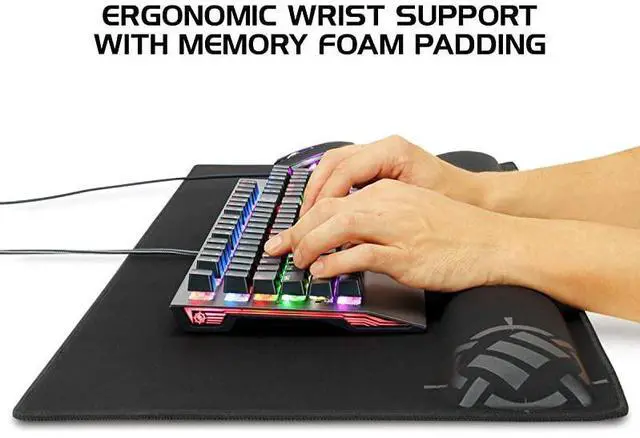 Alt view image 5 of 7 - for Large Gaming Mouse Pad with Wrist Support Memory Foam Wrist Rest XXL Extended Mousepad 315 x 1378 in with AntiFray Stitched Edges Smooth Fabric Mat Ergonomic Mousepad Black