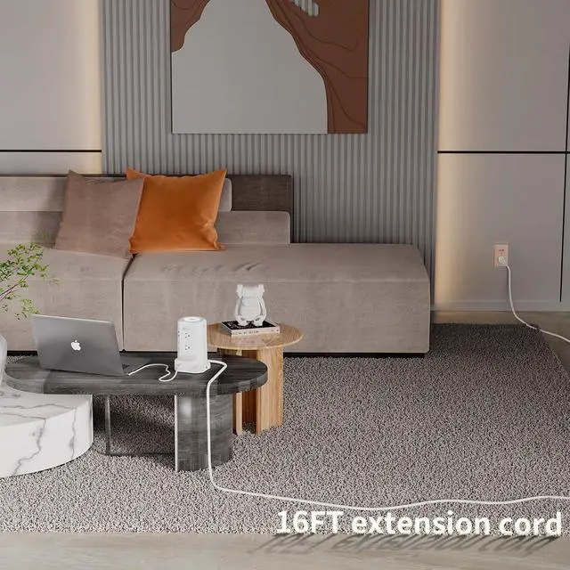 Alt view image 2 of 7 - for Long Surge Protector Power Strip 16 FT Cord, PD20W USB C Power Strip Tower with Night Light, Extension Cord with Multiple Outlets with 4 USB Ports, Charging Station Home Office Essentials White