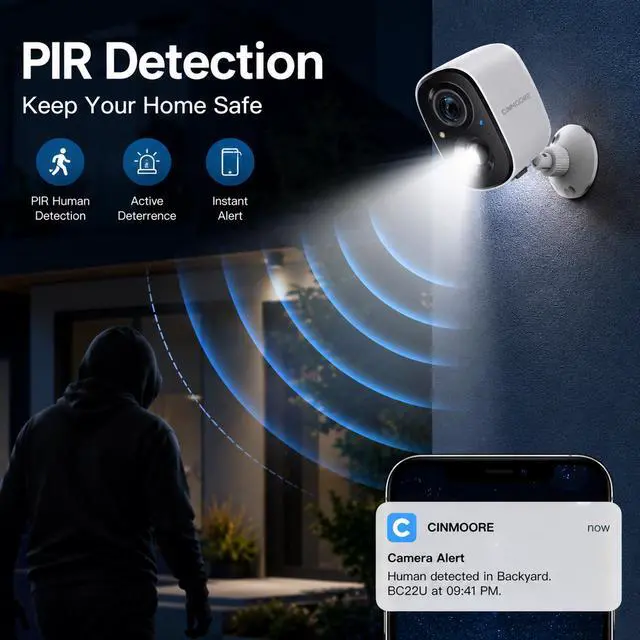Alt view image 6 of 7 - Stellpex 2.5K Security Outdoor Camera 2.4G WiFi Battery Powered Indoor Camera Magnetic Mount Cameras for Home Security,Wireless, AI Detection, Color Night Vision, Spotlight, Siren Alarm, 2-Way Talk