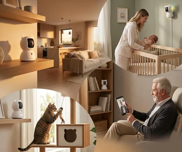 Alt view image 5 of 7 - Stellapex 2.5K Security Camera Indoor - AI Human/Pet/Cry Detection with No Monthly Fee, 4MP Pan Tilt WiFi Camera for Home Security, Baby & Pet Monitor, Night Vision, 2-Way Audio 2