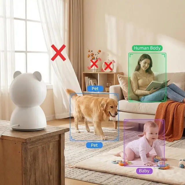 Alt view image 6 of 7 - Stellapex 2.5K Security Camera Indoor - AI Human/Pet/Cry Detection with No Monthly Fee, 4MP Pan Tilt WiFi Camera for Home Security, Baby & Pet Monitor, Night Vision, 2-Way Audio 2