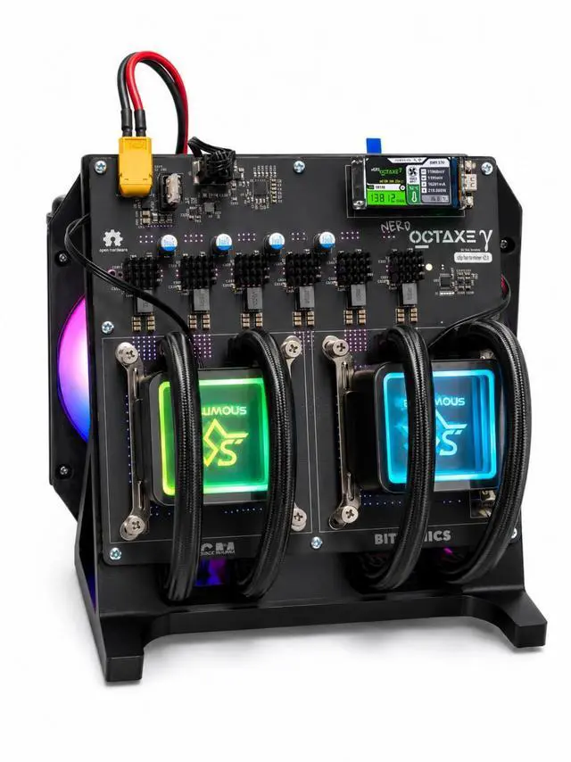 Main image of Stellapex Bitcoin Mine NerdOCTAXE 12T-13.8T Hydro Solo Miner With 8 BM1370 ASIC Chips and 4 Fans Miners Plug-and-Play 2.4G WiFi and crypto Mining Machine Open Source for BTC, BCH, BSV Miner