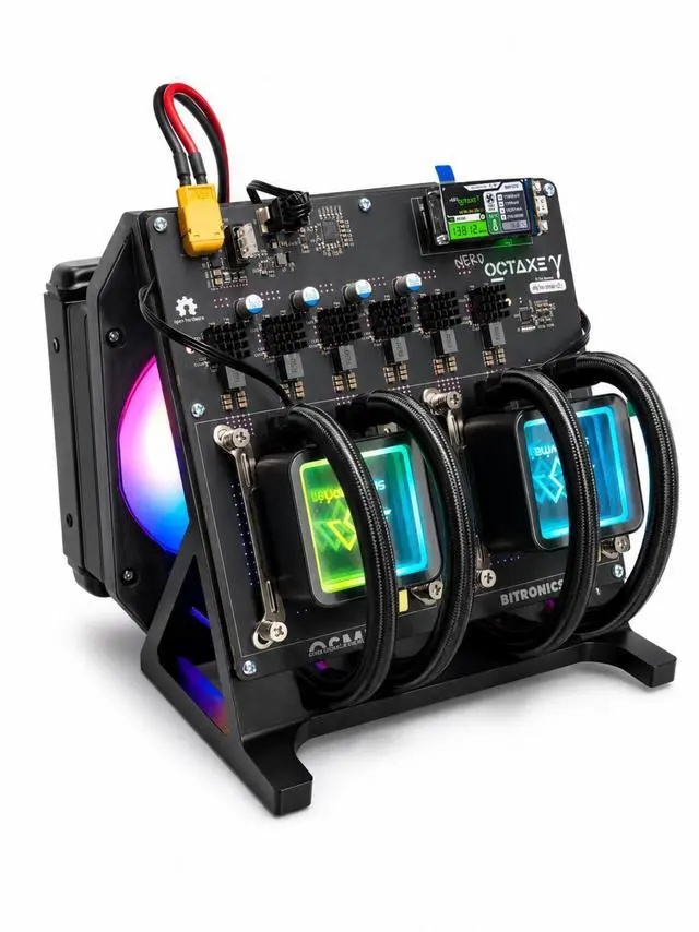 Alt view image 2 of 7 - Stellapex Bitcoin Mine NerdOCTAXE 12T-13.8T Hydro Solo Miner With 8 BM1370 ASIC Chips and 4 Fans Miners Plug-and-Play 2.4G WiFi and crypto Mining Machine Open Source for BTC, BCH, BSV Miner