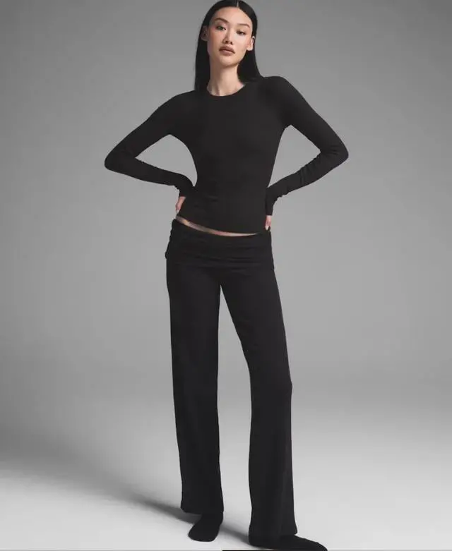 Alt view image 4 of 5 - Skims Cotton Rib Long Sleeve T-Shirt, Soot, XL