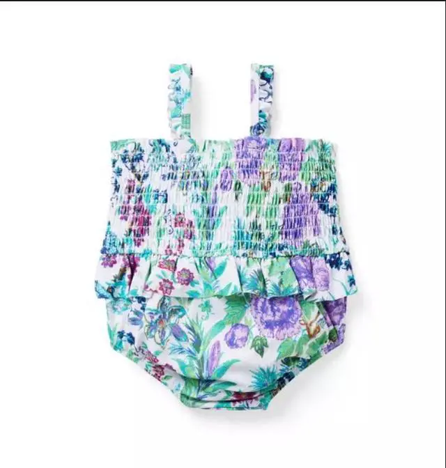 Alt view image 3 of 3 - Janie and Jack Baby Recycled Floral Smocked Swimsuit - 6 to 12 month