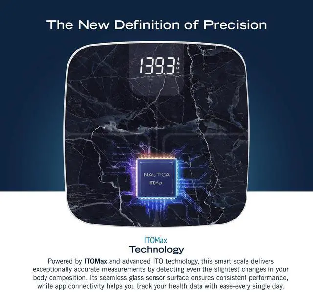 Alt view image 6 of 6 - Nautica Body Tracker Plus Digital Scale for Body Weight, Bluetooth-Enabled Smart Scale with BMI, Body Fat, Muscle Mass Tracking & More