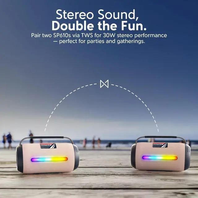 Alt view image 5 of 6 - Nautica Urban SP610 True Wireless Outdoor Speaker, Portable IP5 Splash-Proof Bluetooth Speaker, Perfect for Camping, Beach, Backyard & Travel
