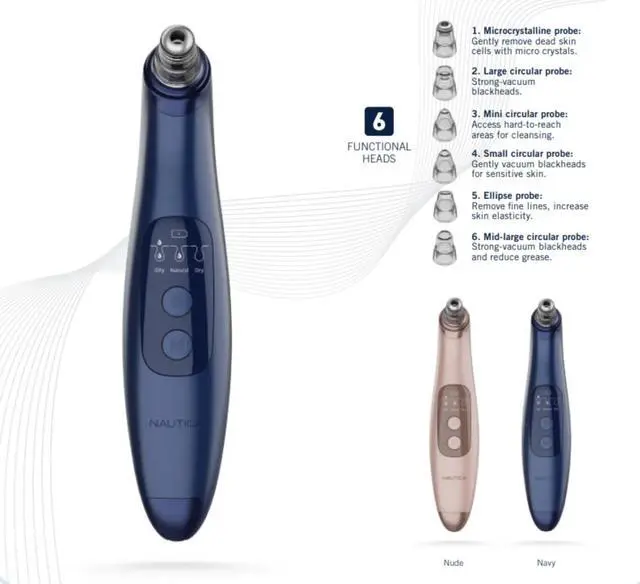 Alt view image 4 of 6 - Nautica PC250 Blackhead Remover Vacuum Pore Extractor Black Head Remover for Face&Nose with 3 Adjustable Suction Levels