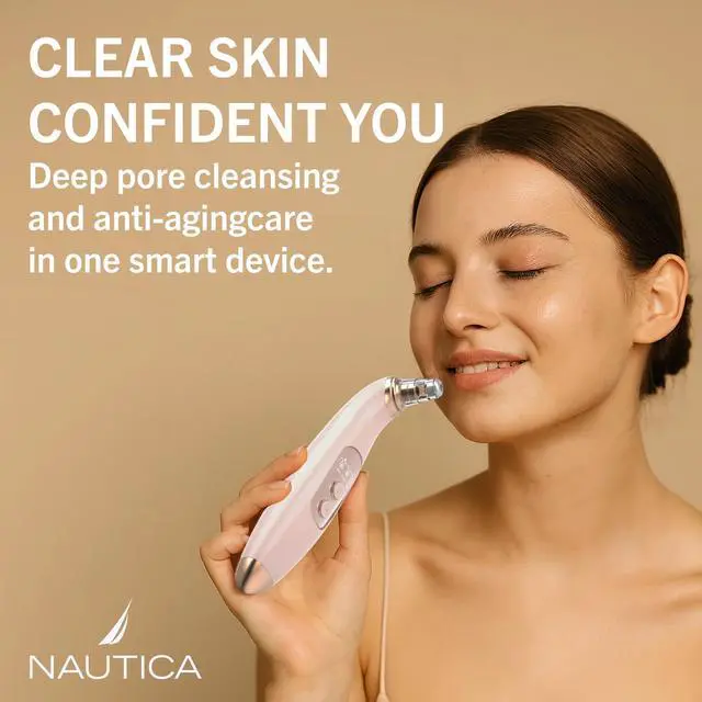 Alt view image 3 of 6 - Nautica PC250 Blackhead Remover Vacuum Pore Extractor Black Head Remover for Face&Nose with 3 Adjustable Suction Levels
