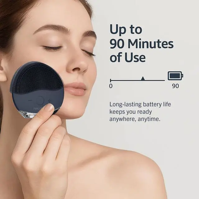 Alt view image 2 of 6 - Nautica Skin Care Sonic Facial Cleansing Brush ? Waterproof, Silicone, Rechargeable Vibrating Face Scrubber for Men & Women ? PC110