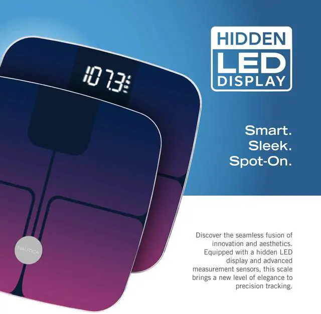 Alt view image 7 of 7 - Nautica Body Tracker Plus Digital Scale for Body Weight, Bluetooth-Enabled Smart Scale with BMI, Body Fat, Muscle Mass Tracking & More