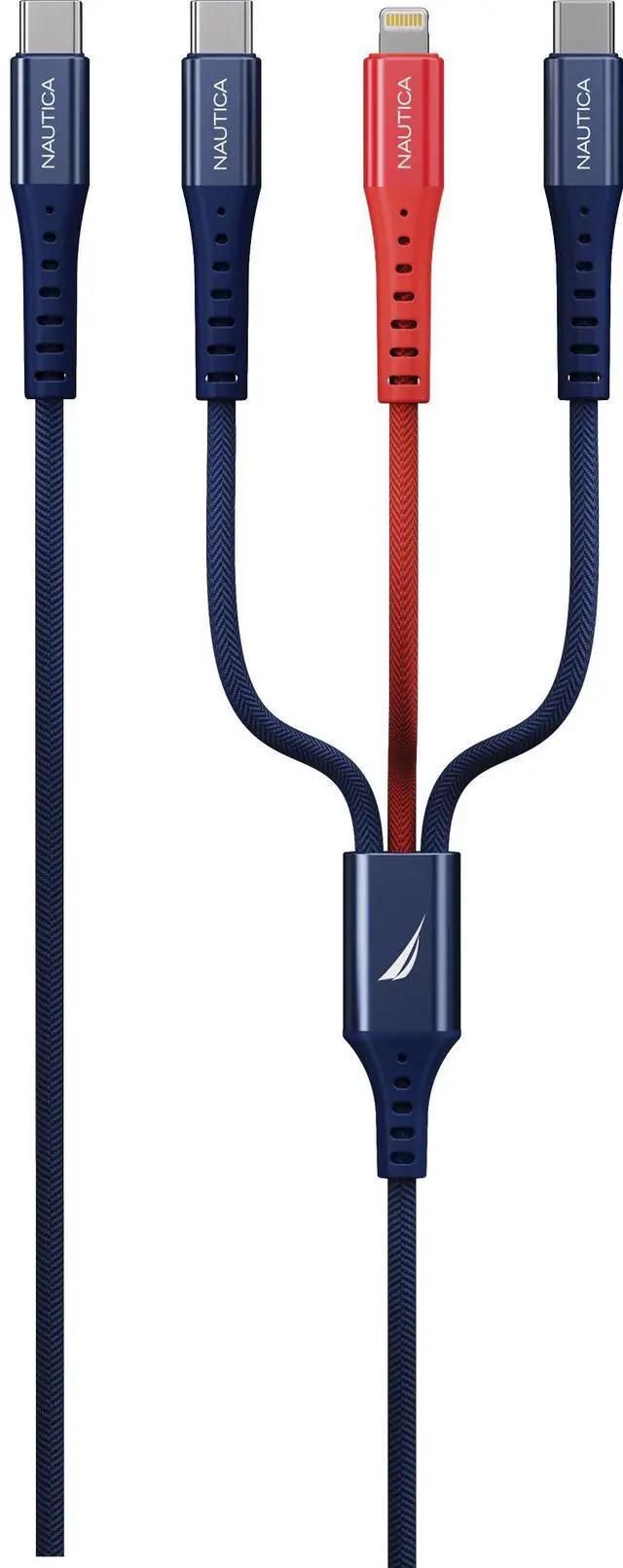 Alt view image 3 of 6 - Nautica 3 In 1 USB-C to Lightning + Type-C + Type-C Charging Cable CB630 (24W) ( C / C-L-C )