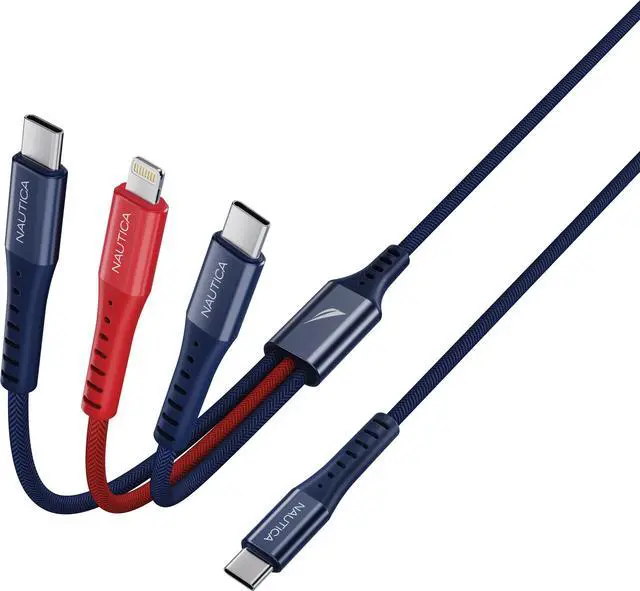 Alt view image 2 of 6 - Nautica 3 In 1 USB-C to Lightning + Type-C + Type-C Charging Cable CB630 (24W) ( C / C-L-C )