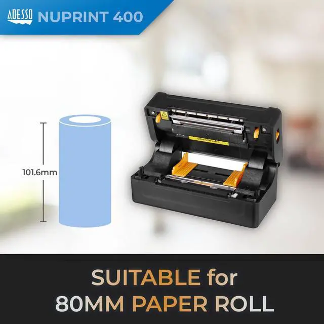 Alt view image 2 of 7 - Adesso NuPrint 400 USB Thermal Shipping Label Printer  4x6 Thermal Paper, Label Printing, 1D & 2D Barcode Printing, Easy Paper Loading, Auto Paper Recognition