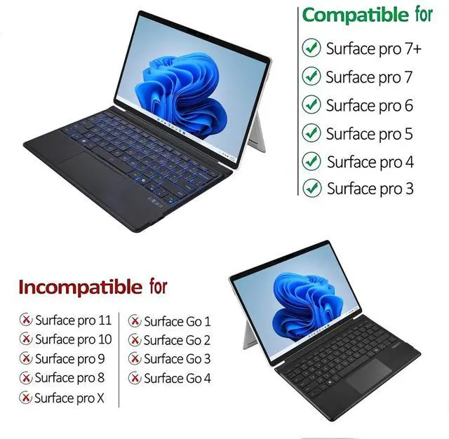 Alt view image 18 of 20 - Adesso Portable Keyboard/Cover Case for 12.9" Microsoft Surface Pro 3, Surface Pro 4, Surface Pro 6, Surface Pro (5th Gen), Surface Pro 7 Tablet - English (US) Keyboard - Aluminum Body