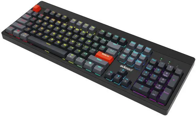 Alt view image 2 of 7 - ADESSO EasyTouch 130 Full-Sized USB Wired Mechanical Keyboard with Brown Switches, Dedicated Copilot AI Hotkey, Gasket-Mounted for Quiet Typing, 2X Large Print Keycaps, and N-Key Rollover for Windows
