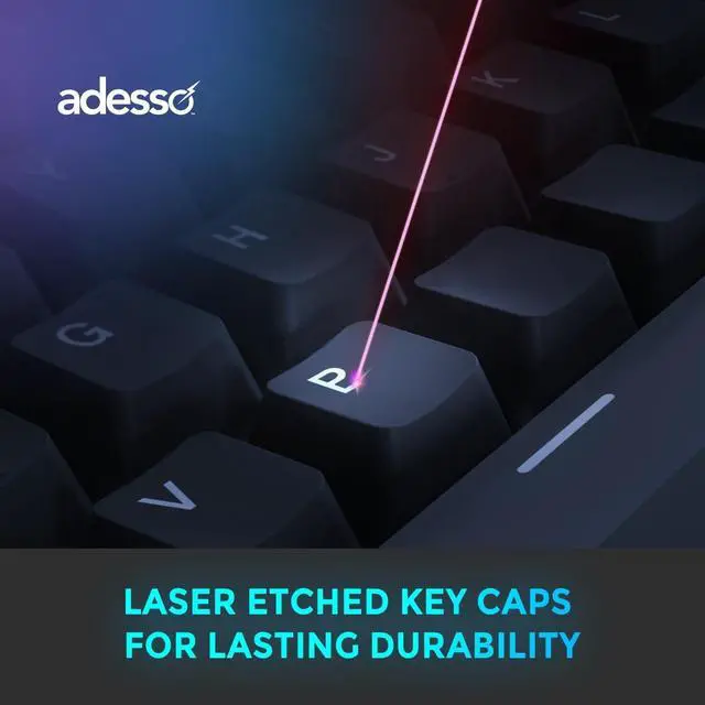 Alt view image 6 of 7 - ADESSO EasyTouch 130 Full-Sized USB Wired Mechanical Keyboard with Brown Switches, Dedicated Copilot AI Hotkey, Gasket-Mounted for Quiet Typing, 2X Large Print Keycaps, and N-Key Rollover for Windows