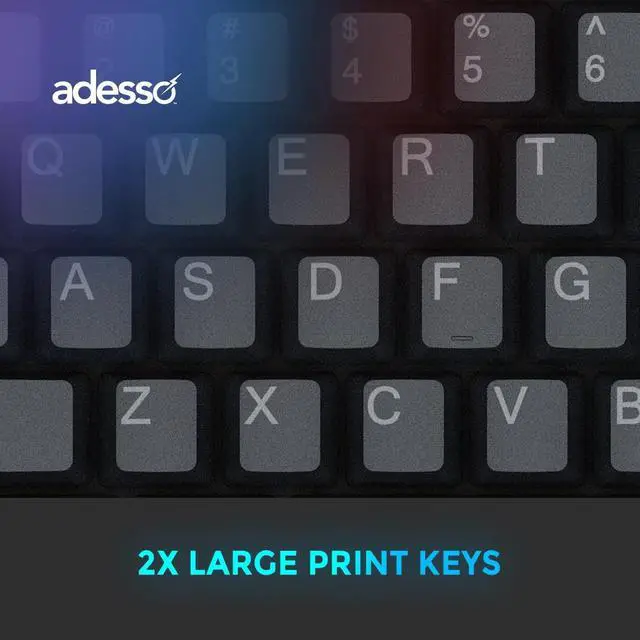 Alt view image 7 of 7 - ADESSO EasyTouch 130 Full-Sized USB Wired Mechanical Keyboard with Brown Switches, Dedicated Copilot AI Hotkey, Gasket-Mounted for Quiet Typing, 2X Large Print Keycaps, and N-Key Rollover for Windows