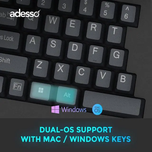 Alt view image 19 of 20 - Adesso EasyTouch 150 Ergonomic Wired Mechanical Keyboard with Cherry MX Brown Switches, Integrated Palm Rest, Dedicated CoPilot AI Hotkey, Full-Sized Layout with Numeric Pad for Comfortable Typing