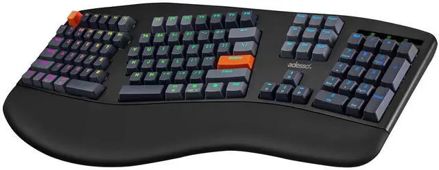 Alt view image 15 of 20 - Adesso EasyTouch 150 Ergonomic Wired Mechanical Keyboard with Cherry MX Brown Switches, Integrated Palm Rest, Dedicated CoPilot AI Hotkey, Full-Sized Layout with Numeric Pad for Comfortable Typing