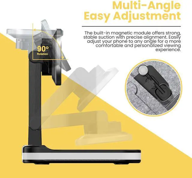 Alt view image 3 of 7 - Lumicharge Multifunction Wireless Phone Charger - 4 in 1 Qi Magnetic Wireless Charging Station with LED Night Light and USB-C Port, 18W Input, Compatible with iPhone, Apple Watch, AirPods
