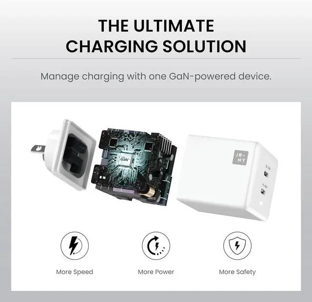 Alt view image 5 of 7 - JOURNEY Blitz 65W, 2 Port GaN-|| Charger, USB-C Fast Charging Block, Compact and Portable Wall Charger with USB-C to USB-C Cable (1.5 m), 2 Devices 1 Charger for All Smartphones, Tablets and Laptops