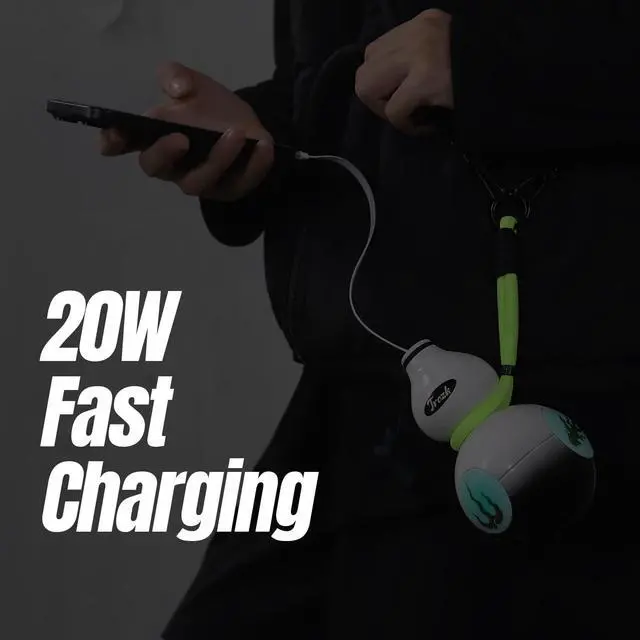Alt view image 2 of 7 - FULU Power Bank 10000mAh Portable Charger with Built-in Retractable USB-C Cable, 20W Fast Charging Phone Charger Travel Battery Pack for iPhone16/15, iPad, Pixel, and More(Black)
