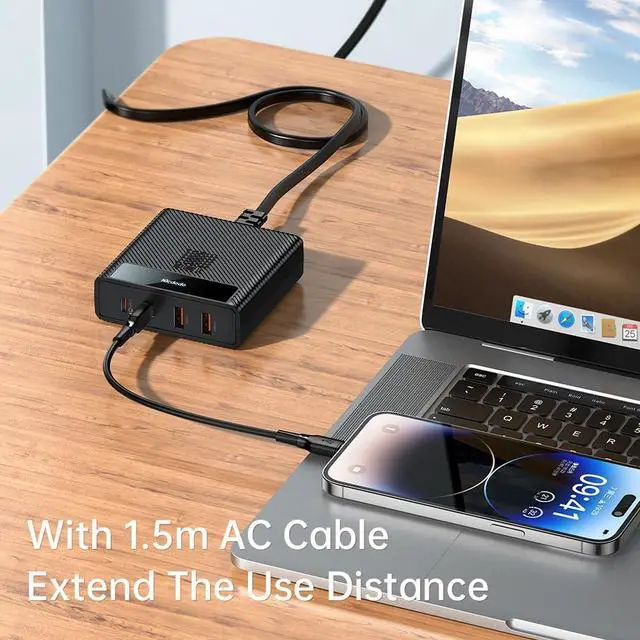 Alt view image 4 of 7 - Mcdodo 100W USB Charging Station with Multiport (2USB-A&2USB-C), 4-in-1 Desktop GaN USB Charger Block PD Fast Charging Hub Power Adapter for All iPhone iPad Android MacBook (with 1.5m AC Cable)