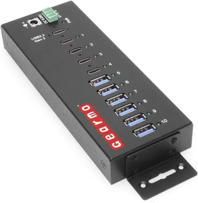 Main image of Gearmo 10 Port USB Hub w/ 6 Type-A & 4 Type-C Ports, Power Supply Included, 5-10Gbps Speed, ESD Protection