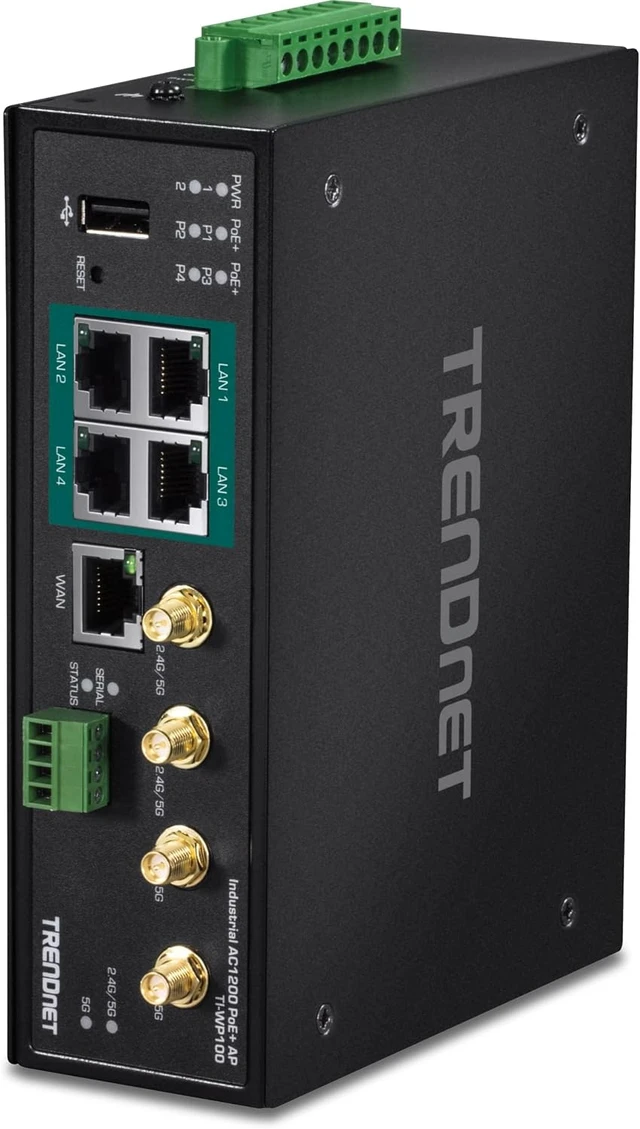 Alt view image 5 of 7 - TRENDnet Industrial AC1200 Wireless Gigabit PoE+ Router, TI-WP100