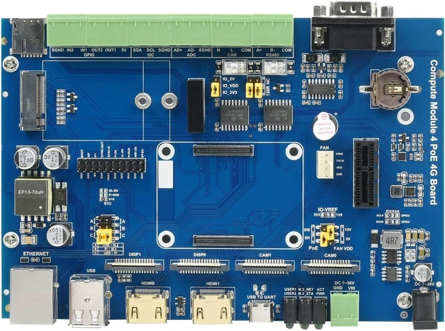 Alt view image 7 of 7 - Waveshare Industrial IoT Mini-Computer Based On Raspberry Pi Compute Module 4 Waveshare CM4 Industrial IoT Board Inside PoE 5G/4G Metal Case with Cooling Fan