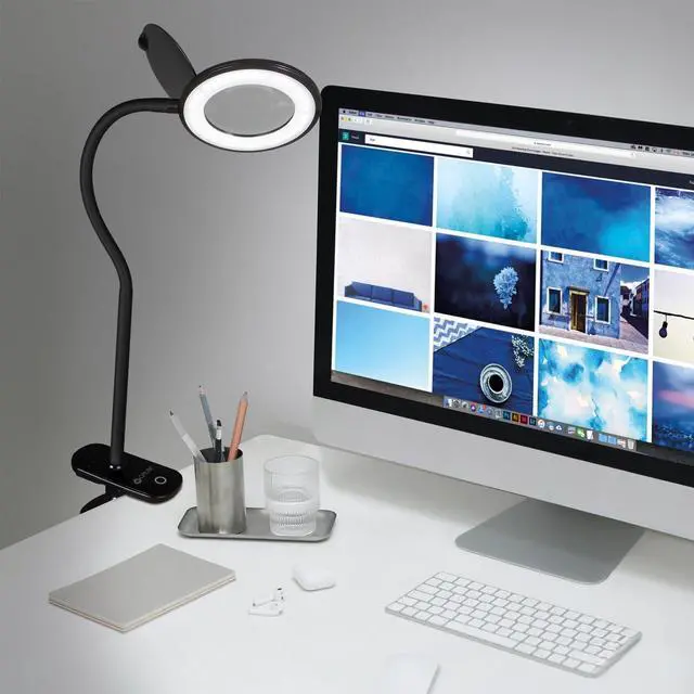 Alt view image 7 of 7 - OttLite LED Lamp Clip On Magnifying Glass with Light  Optical Grade Magnification, Adjustable Arm, ClearSun LED Technology for Crafting & Needlework, Great Desk Lamp, Book Light, Reading Lamp