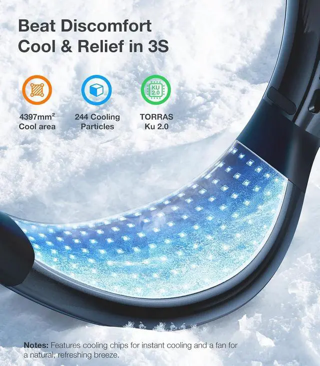 Alt view image 3 of 7 - TORRAS COOLiFY Air 2025 Upgraded Neck Fan Air Conditioner, Dual-Airflow Pro Cooling, Ultra Light Portable Fan Rechargeable, Personal Cooling Fan Travel Essentials, Gifts for Dad Husband Father, Black