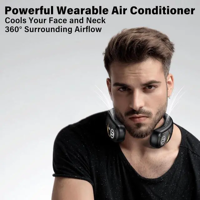 Alt view image 2 of 5 - PANERGY Portable Neck Fan Air Conditioner, Rechargeable Battery Operated Personal Fan, LED Display, Hands Free Cooling Neck Fan for Women Men Travel Work Outdoor