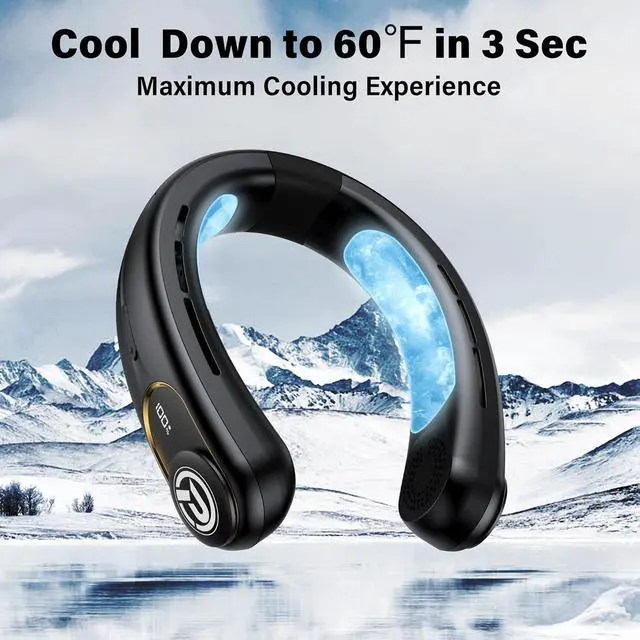 Alt view image 3 of 5 - PANERGY Portable Neck Fan Air Conditioner, Rechargeable Battery Operated Personal Fan, LED Display, Hands Free Cooling Neck Fan for Women Men Travel Work Outdoor