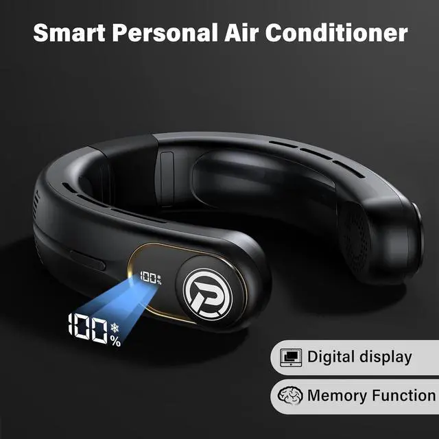 Alt view image 5 of 5 - PANERGY Portable Neck Fan Air Conditioner, Rechargeable Battery Operated Personal Fan, LED Display, Hands Free Cooling Neck Fan for Women Men Travel Work Outdoor