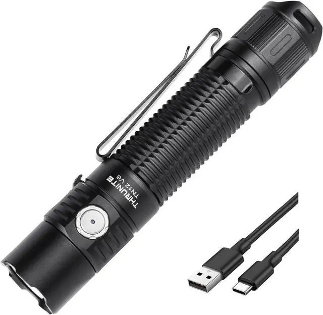 Main image of ThruNite TN12 V6 Tactical LED Flashlight, High 1950 Lumens Dual Switch, USB-C Rechargeable Flashlight Compact for EDC, Law Enforcement, and Outdoor Use (Cool White)
