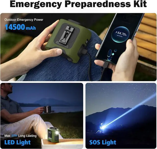 Alt view image 5 of 7 - PANERGY Portable Waist Fan, 67H Runtime Wearable Fan with 4+1 Speeds, Storm Mode, 14500mAh Rechargeable Belt Fan with Dual Clip, Flashlight for Outdoor Jobsite(Army Green)