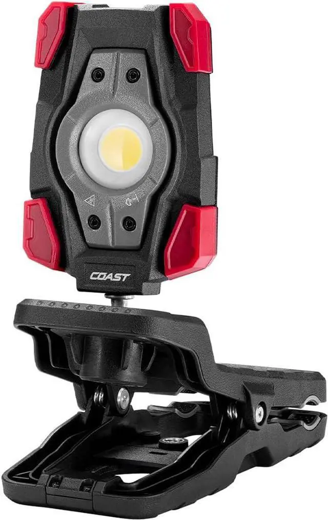 Main image of Coast CL10R 1000 Lumen Rechargeable Dual Power Rotating LED Magnetic Clamp Light, Black/Red