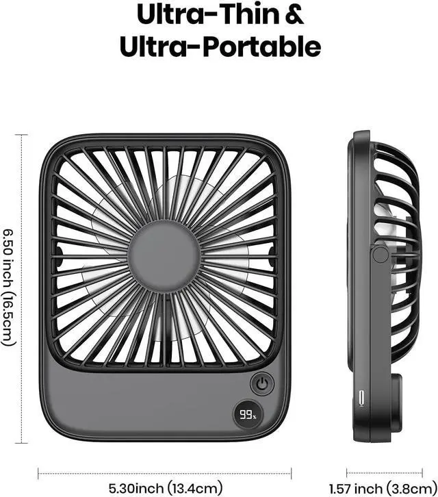 Alt view image 4 of 7 - TOPK 2Pack Desk Fan Rechargeable K65 & 2Pack USB Desk Fan K51