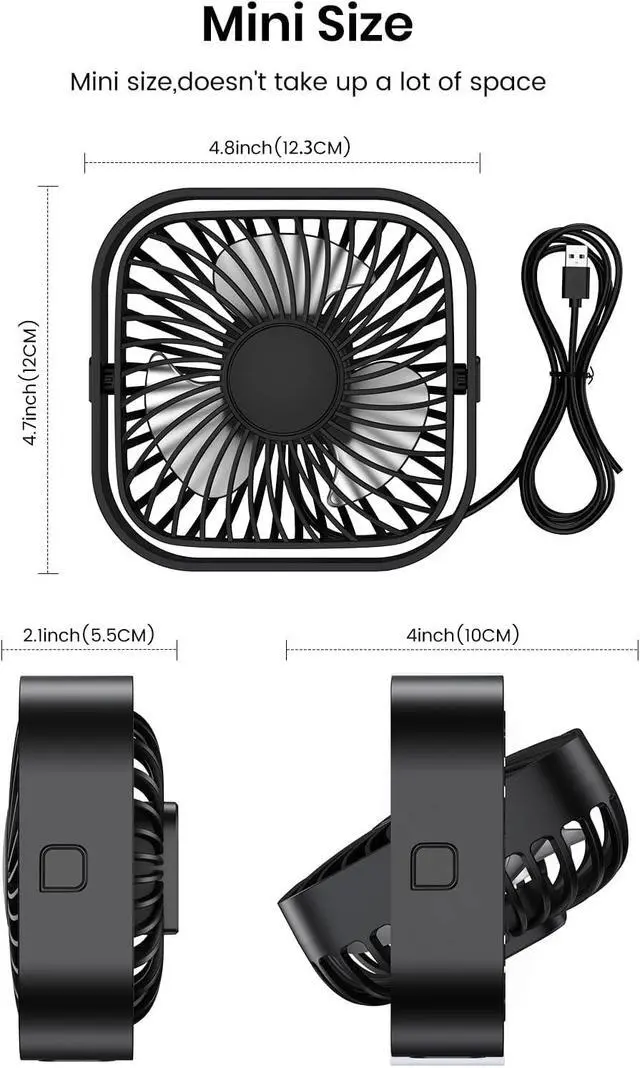 Alt view image 6 of 7 - TOPK 2Pack Desk Fan Rechargeable K65 & 2Pack USB Desk Fan K51