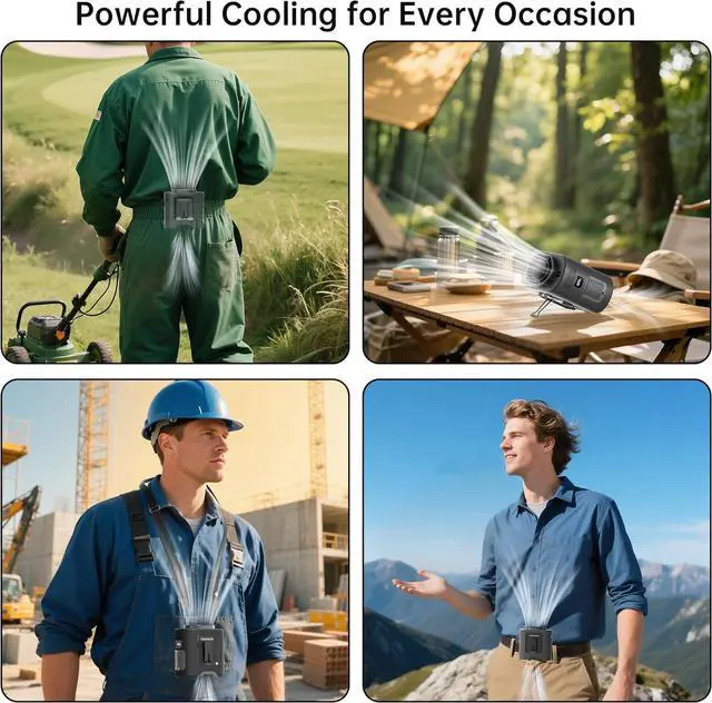 Alt view image 7 of 7 - PANERGY Portable Waist Fan, 67H Runtime Wearable Fan with 4+1 Speeds, Storm Mode, 14500mAh Rechargeable Belt Fan with Dual Clip, Flashlight for Outdoor Jobsite(Black)