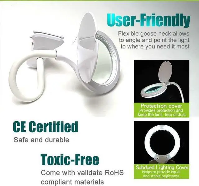 Alt view image 4 of 7 - MA-1010U 2 in 1 USB Magnifying LED Lamp Warm/Cold Light Switchable 3D Magnification Lens 2.5W Low Consumption