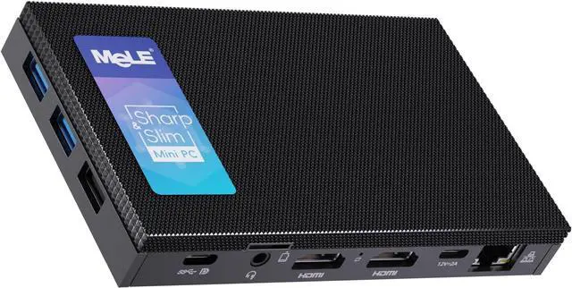Main image of MeLE Quieter4C Fanless Mini PC with Windows 11 Home N100 4GB 128GB Desktop Computer Triple Display Dual HDMI WiFi5 BT5.1 Ethernet Unlocked Bios Full Function USB-C on Office/Home/Astrophotography