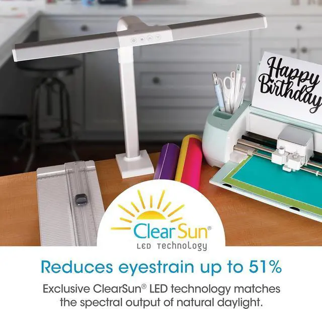 Alt view image 3 of 7 - OttLite Extra Wide Area LED Clamp Lamp, Clearsun, Silver, Shipper