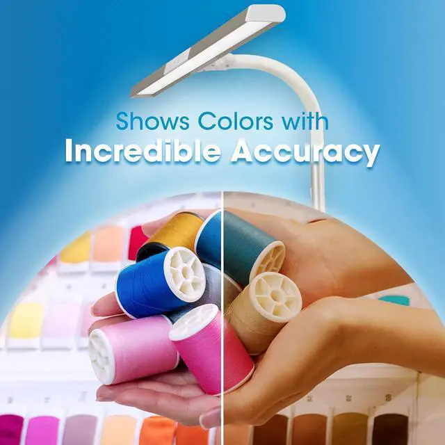 Alt view image 5 of 7 - OttLite Extra Wide Area LED Clamp Lamp, Clearsun, Silver, Shipper